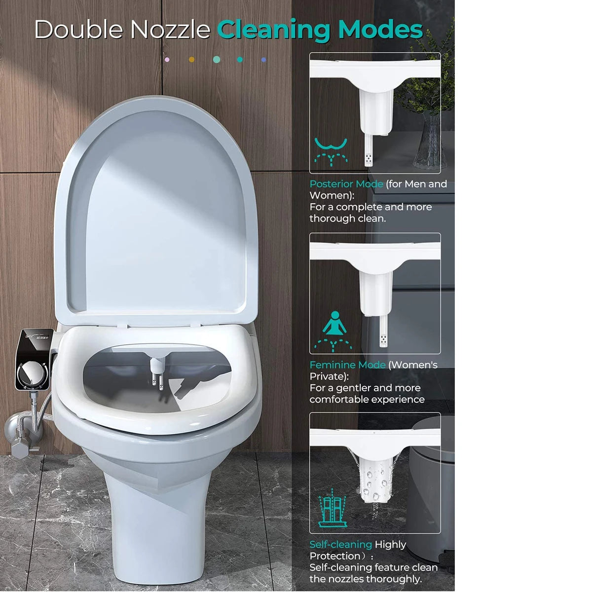 YCRAYS Bidet Self-Cleaning Dual Nozzles