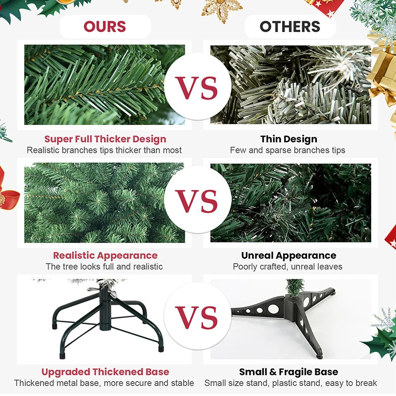 6FT Christmas Tree with Advanced Steel Wire Memory Tree Branches