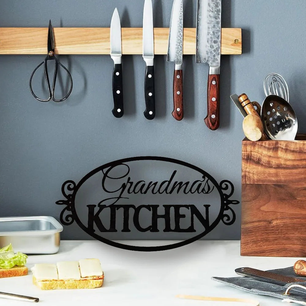 Grandma's Kitchen Black Metal Cut Out Sign