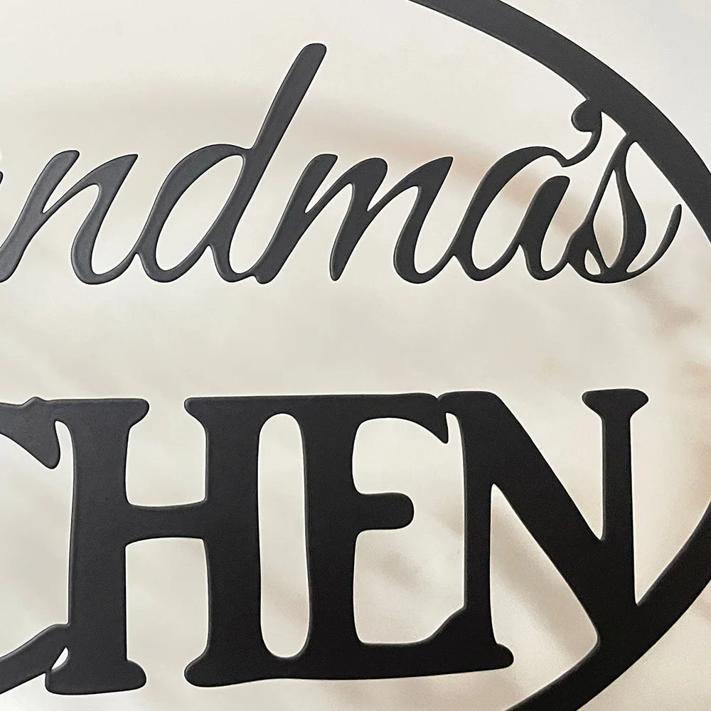 Grandma's Kitchen Black Metal Cut Out Sign
