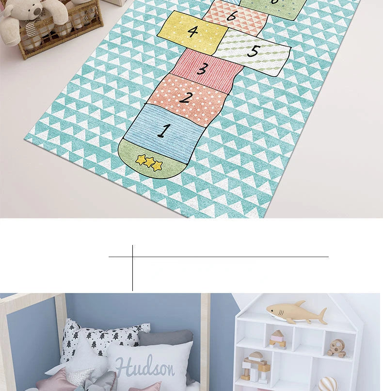 Cute Cartoon Children's Play Mat, Non-slip Washable Rugs