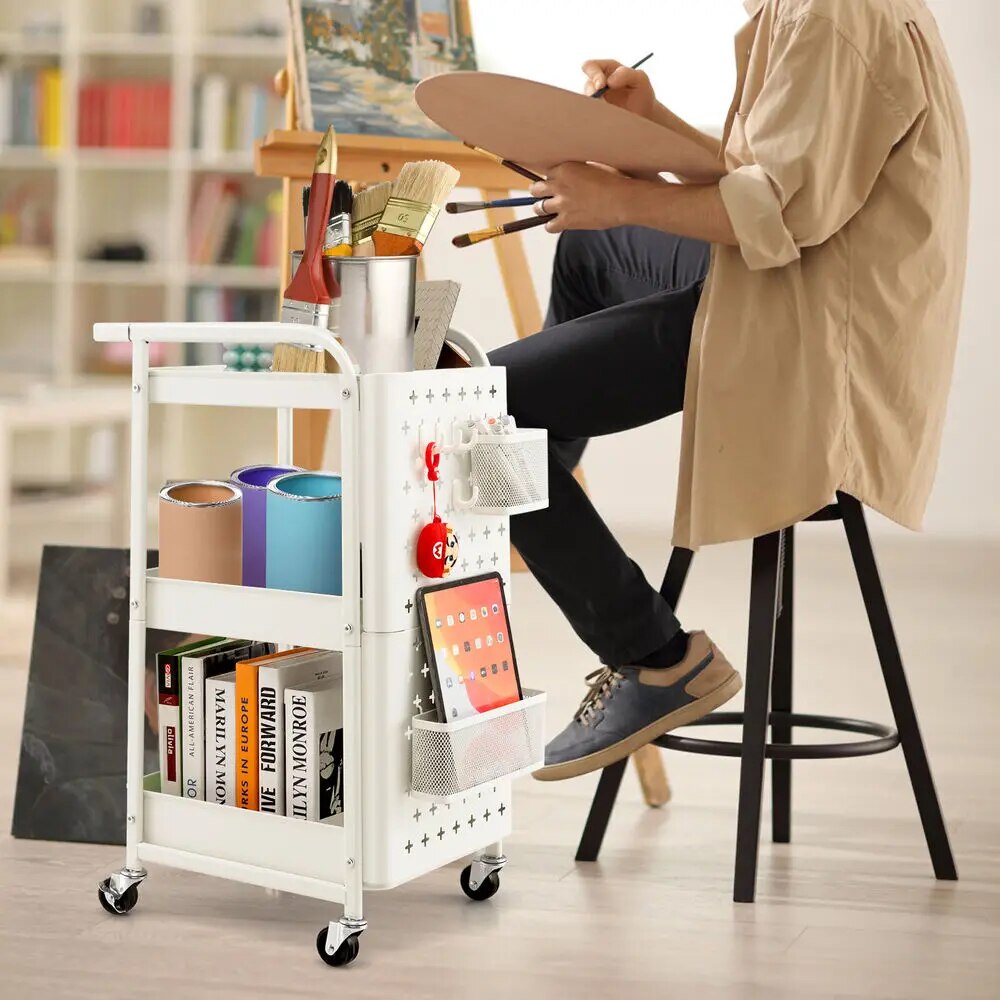 Costway 3-Tier Utility Storage Cart, White