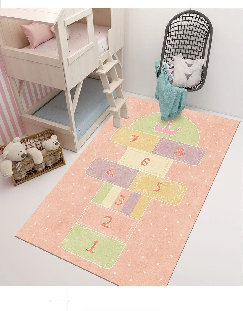 Cute Cartoon Children's Play Mat, Non-slip Washable Rugs