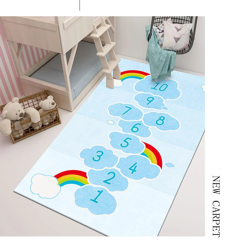 Cute Cartoon Children's Play Mat, Non-slip Washable Rugs