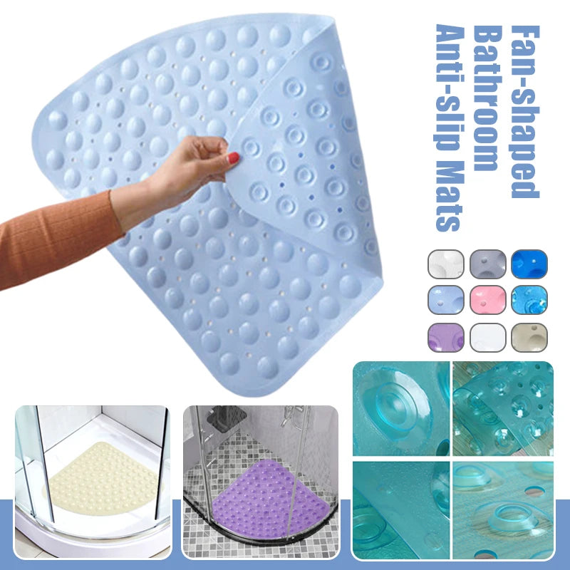 Non-Slip PVC Scalloped Safety Shower Mat with Drain Hole