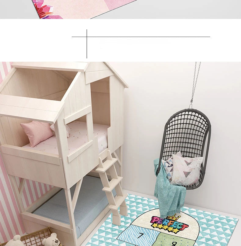 Cute Cartoon Children's Play Mat, Non-slip Washable Rugs