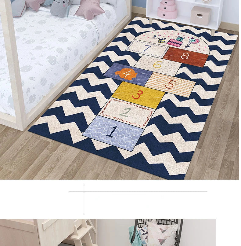 Cute Cartoon Children's Play Mat, Non-slip Washable Rugs