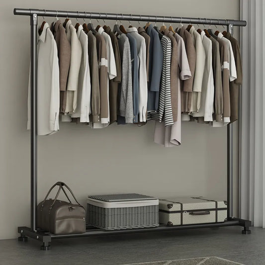 White, Black Wheels Clothes Rack