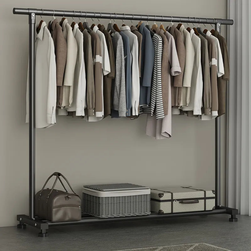 White, Black Wheels Clothes Rack