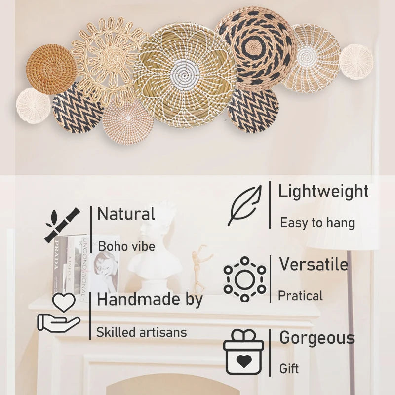 Set of 10 Boho Basket Wall Decor