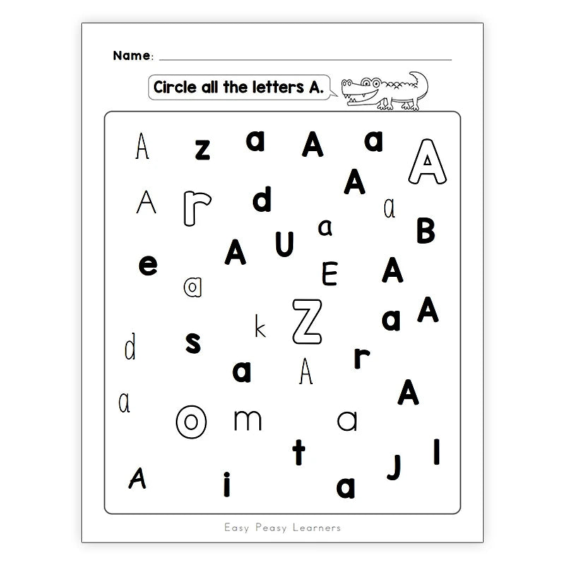 PDF Downloadable Versions, A-Z Alphabet worksheets