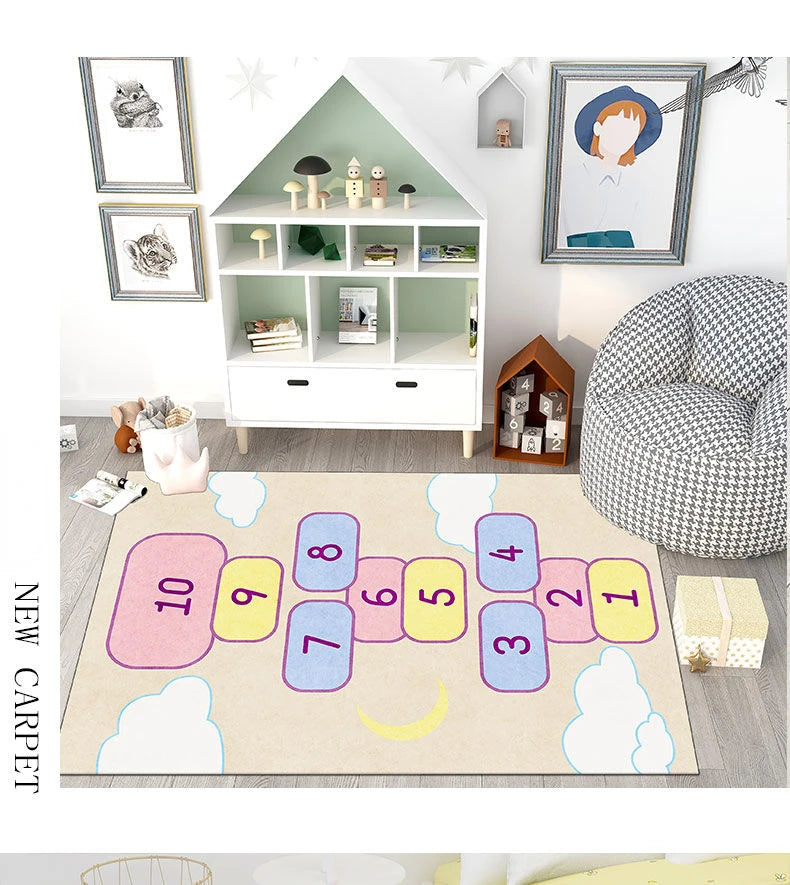Cute Cartoon Children's Play Mat, Non-slip Washable Rugs