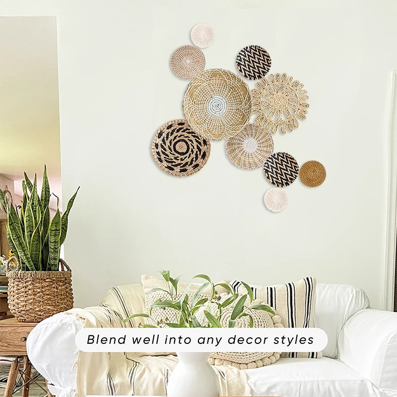 Set of 10 Boho Basket Wall Decor