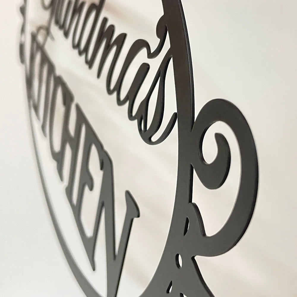 Grandma's Kitchen Black Metal Cut Out Sign