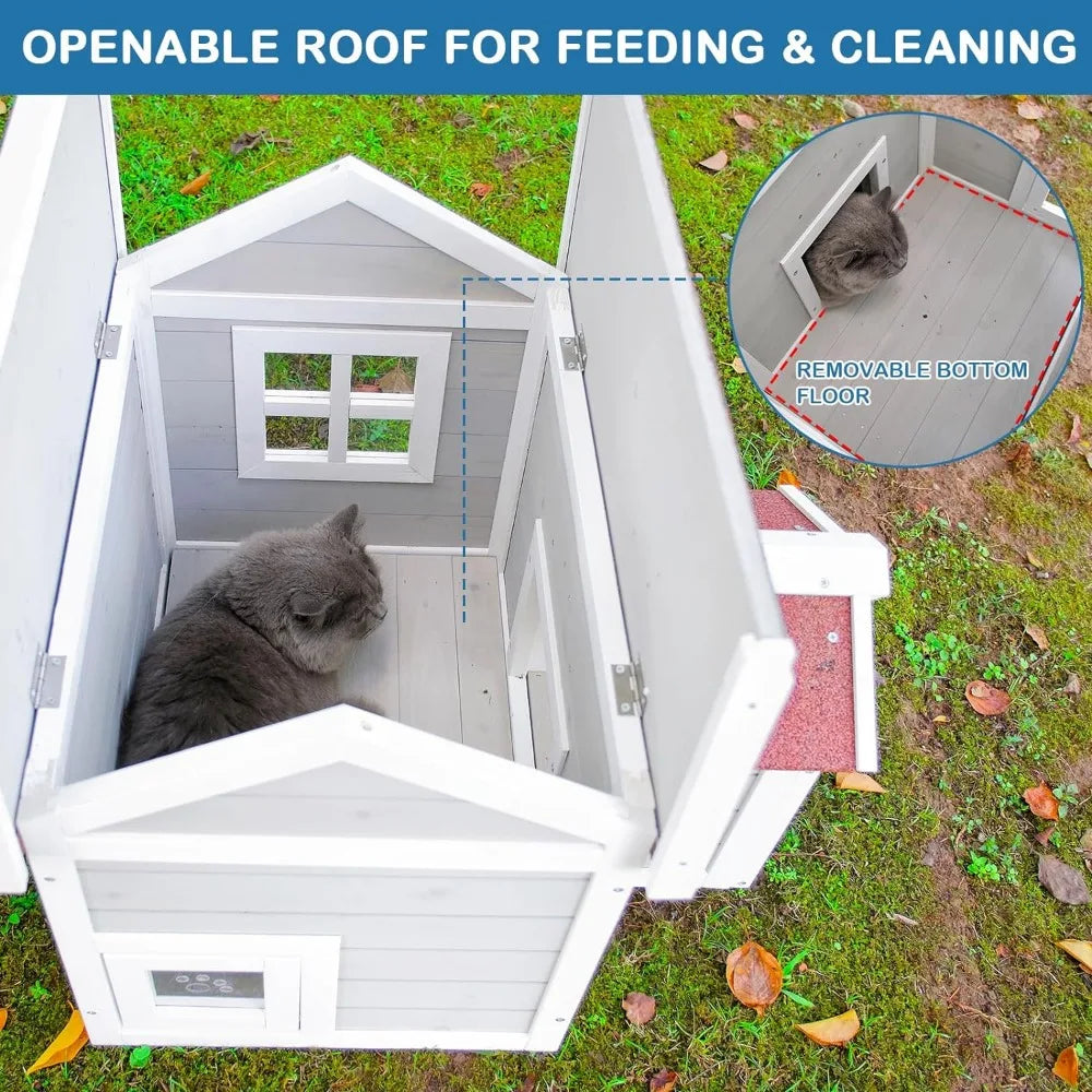 Outdoor Cat House with 2 Entry / Exits