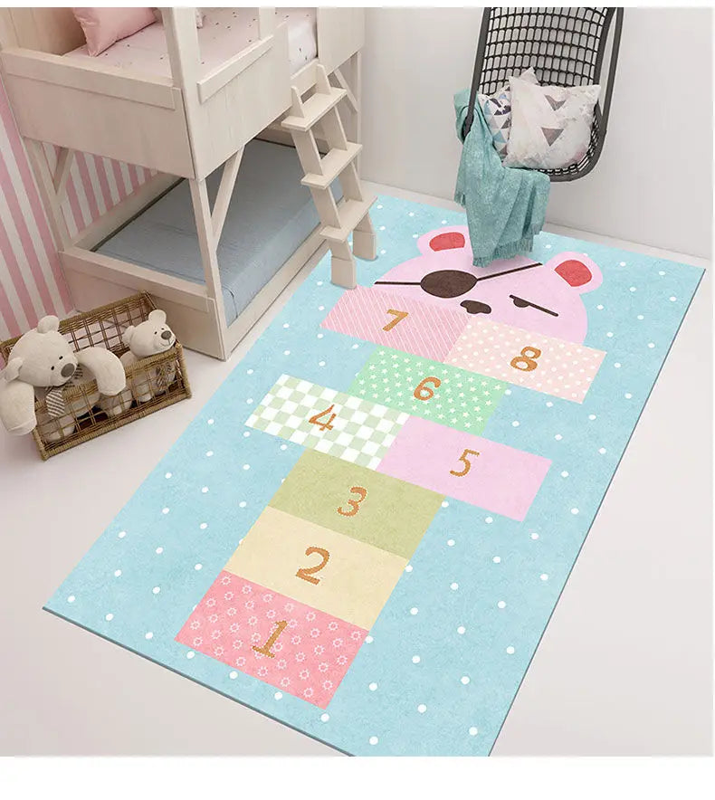 Cute Cartoon Children's Play Mat, Non-slip Washable Rugs