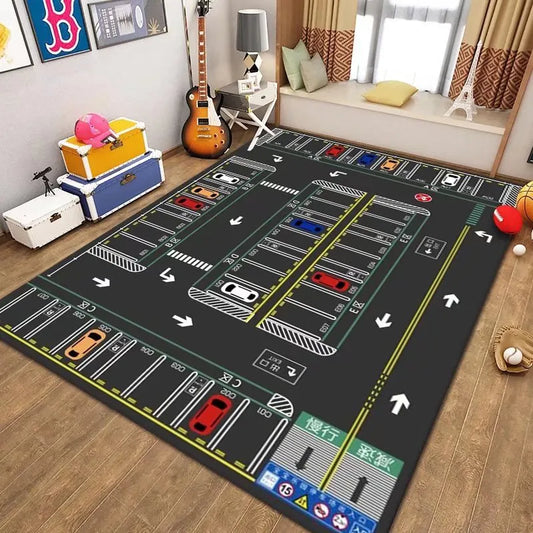Car Park, Children's Nonslip Area Rug