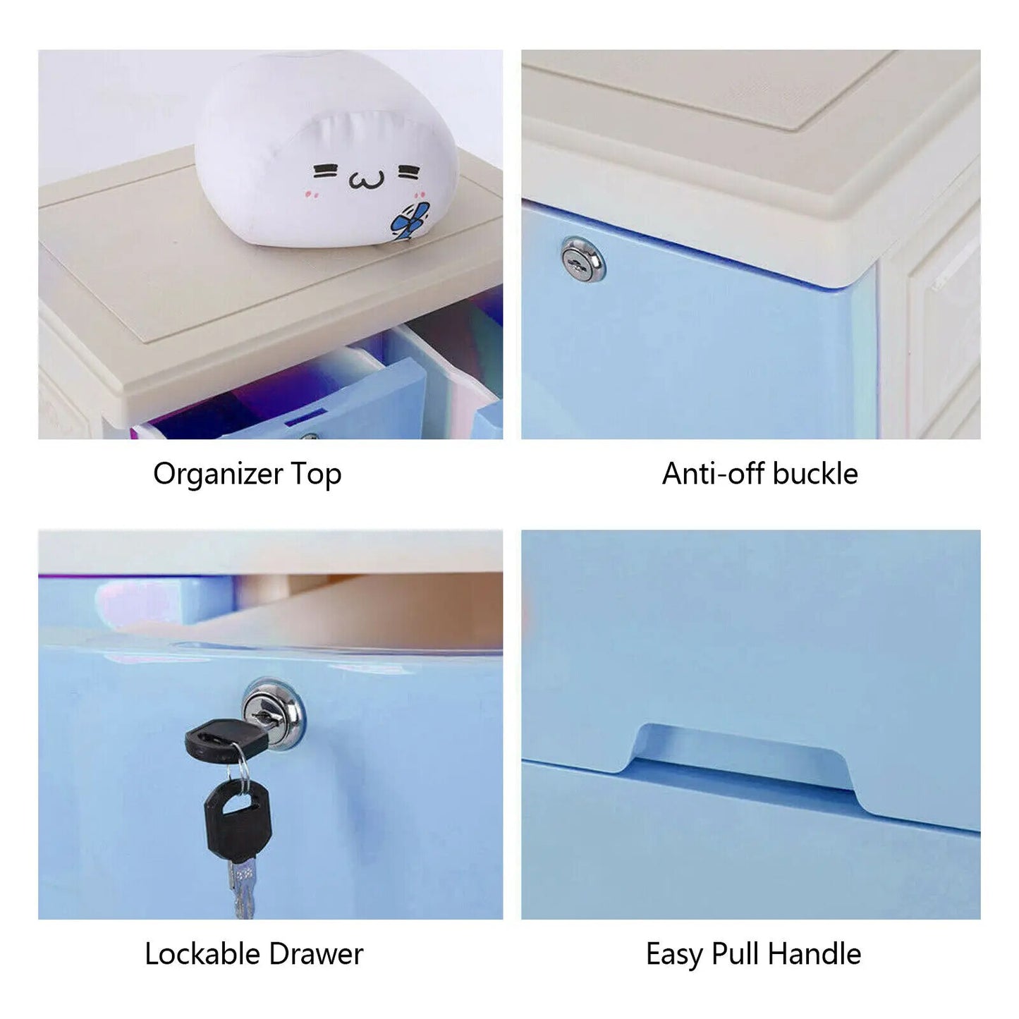 6 Drawer Plastic Dresser with Wheels Storage Cabinet