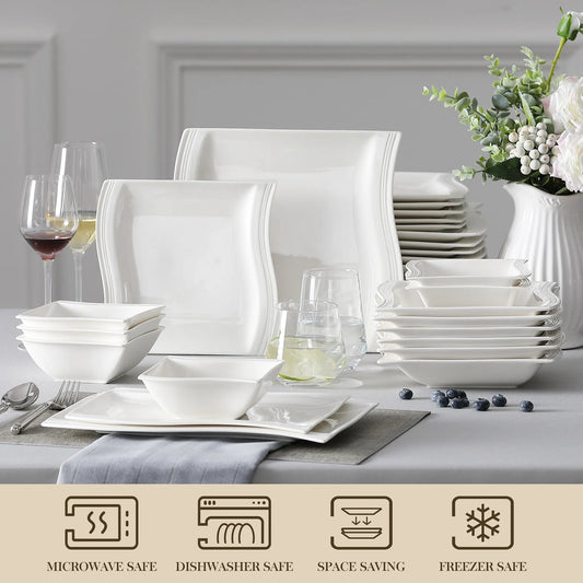 MALACASA Flora 26pc Porcelain Dinner Set