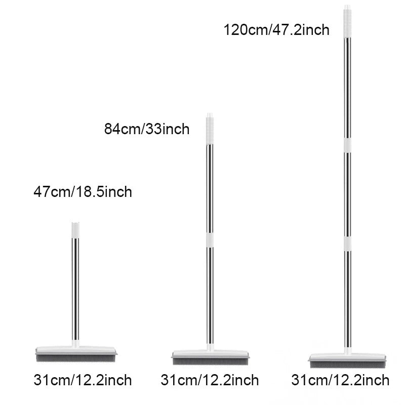 12" Wide Rubber Broom Carpet Rake with Squeegee