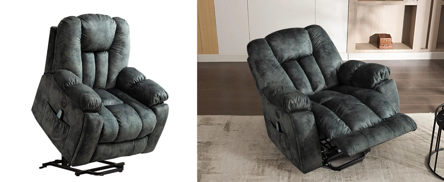 Large Power Lift Recliner Chair with Massage, Heat,and USB, Heavy Duty and Safety Motion