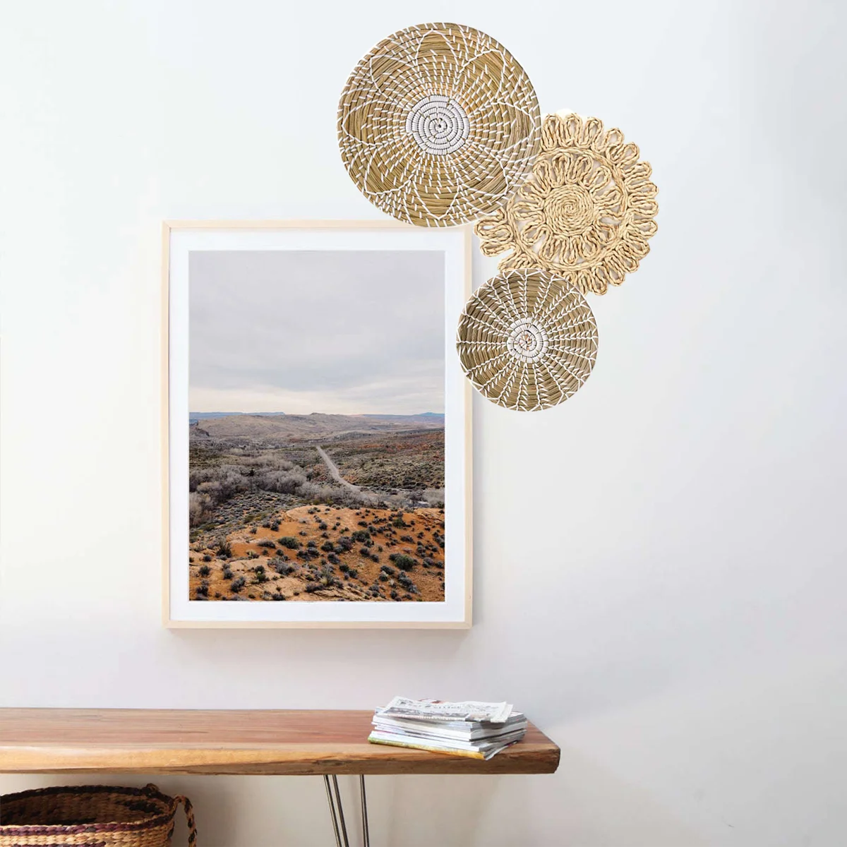 Set of 10 Boho Basket Wall Decor