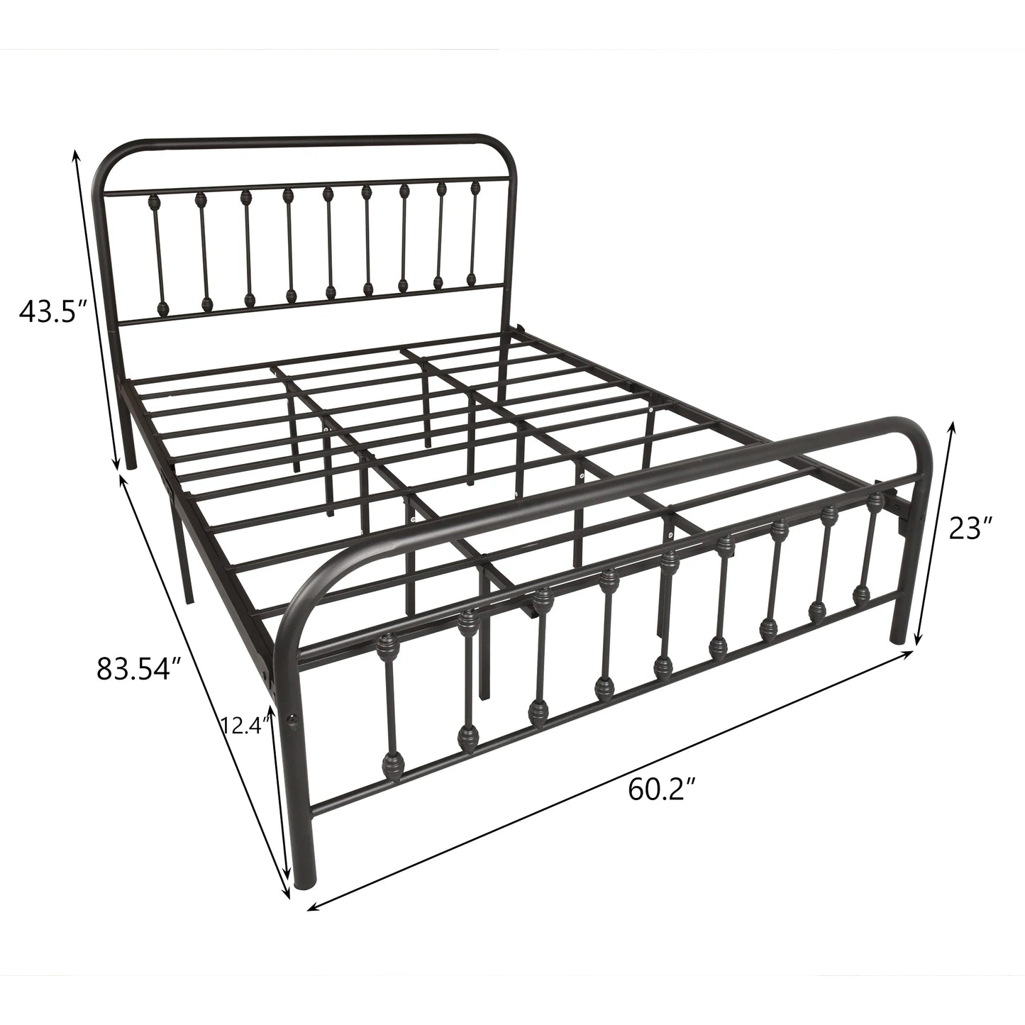 Queen, Platform, Metal Bed with Headboard and Footboard