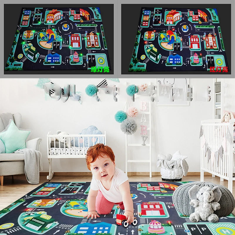 LED light up, Nonslip Road Play Area Rug
