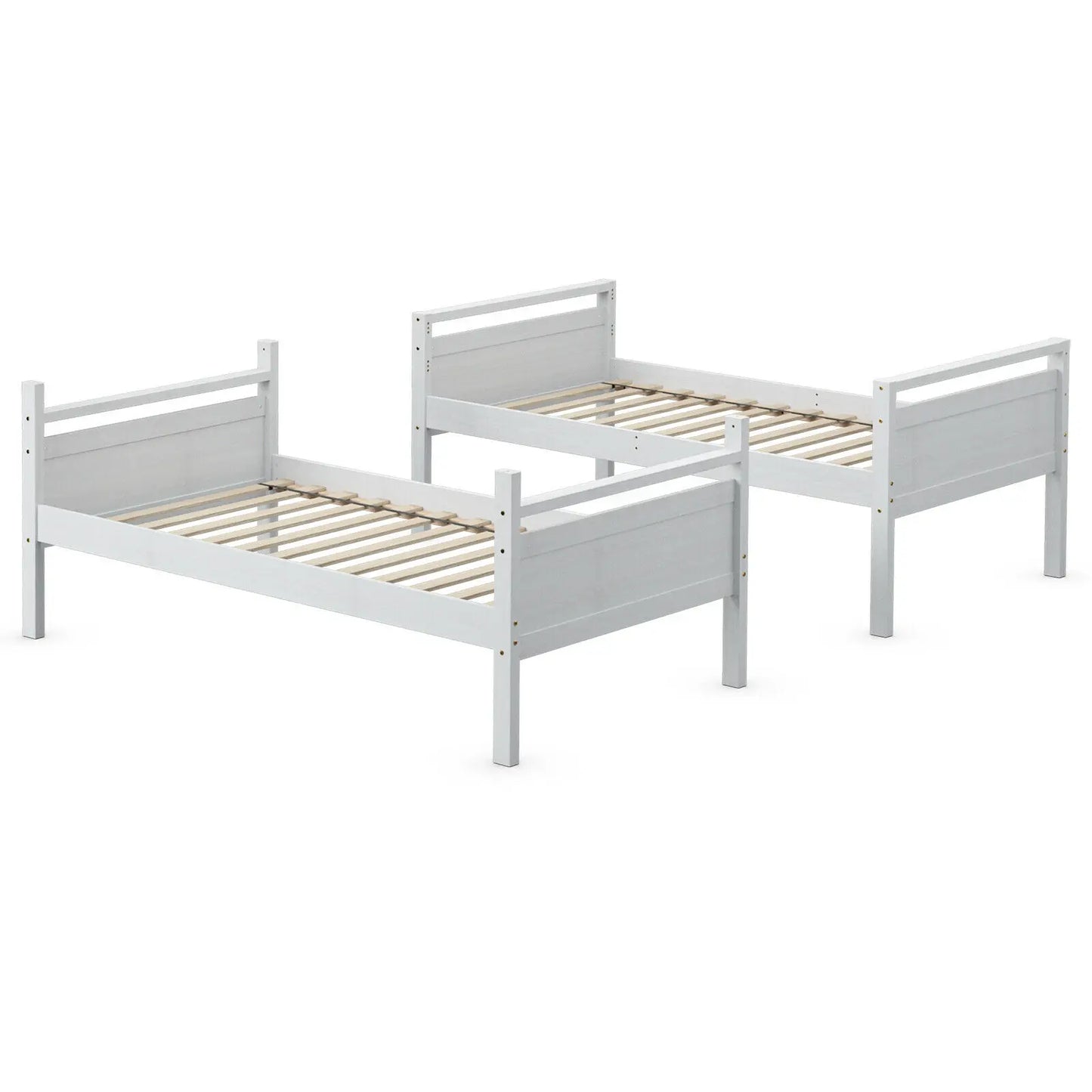 Costway Twin Over Twin Bunk Bed Convertible or 2 Individual Beds, Wooden