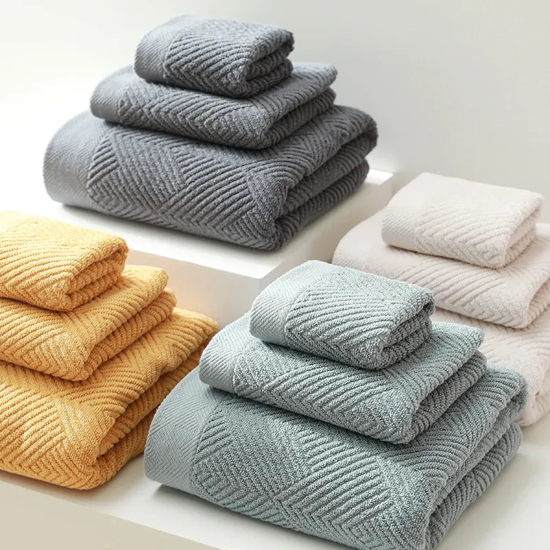 3Pcs 100% Cotton Bath Towels Set