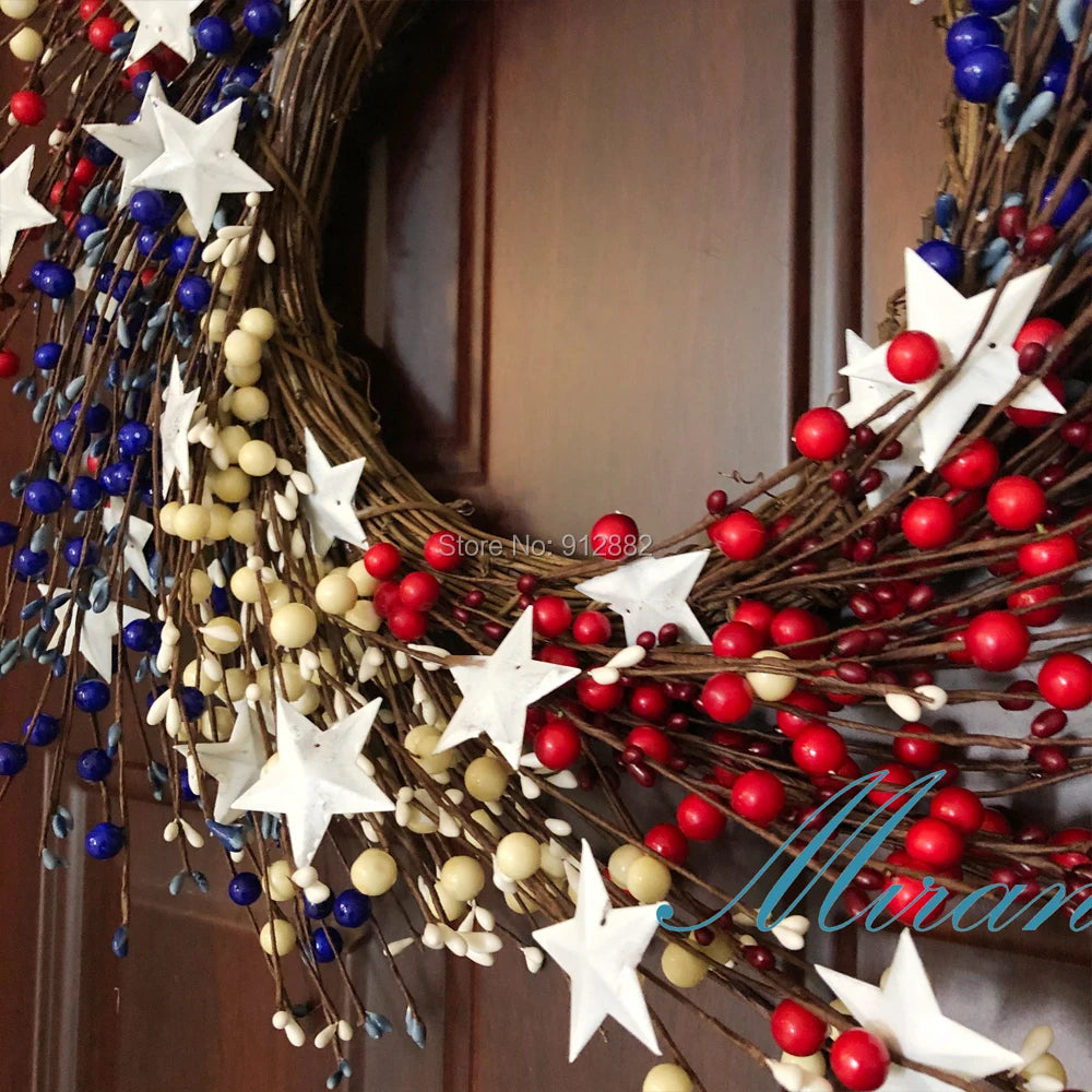 21" Pip Berry Wreath, Red, White, Blue