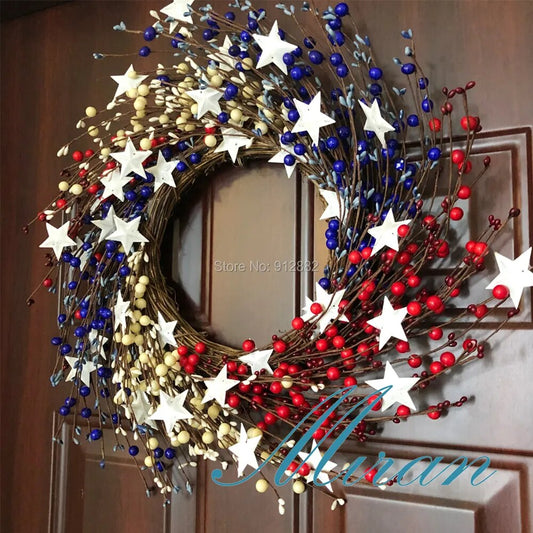 21" Pip Berry Wreath, Red, White, Blue