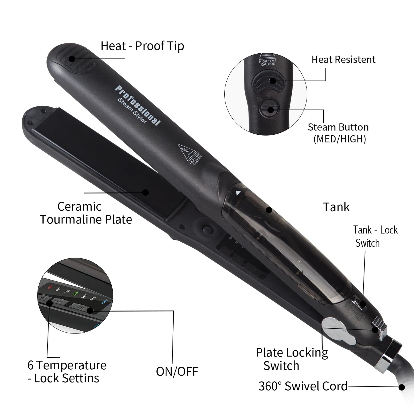 Professional Steam Hair Straightener