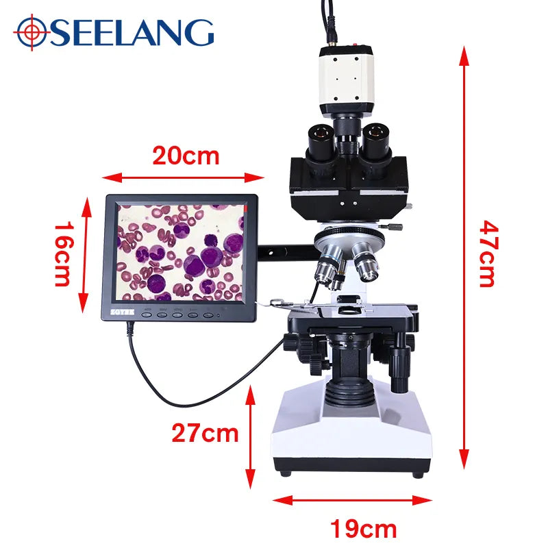 SEELANG Professional Lab biological HD trinocular microscope zoom 2500X