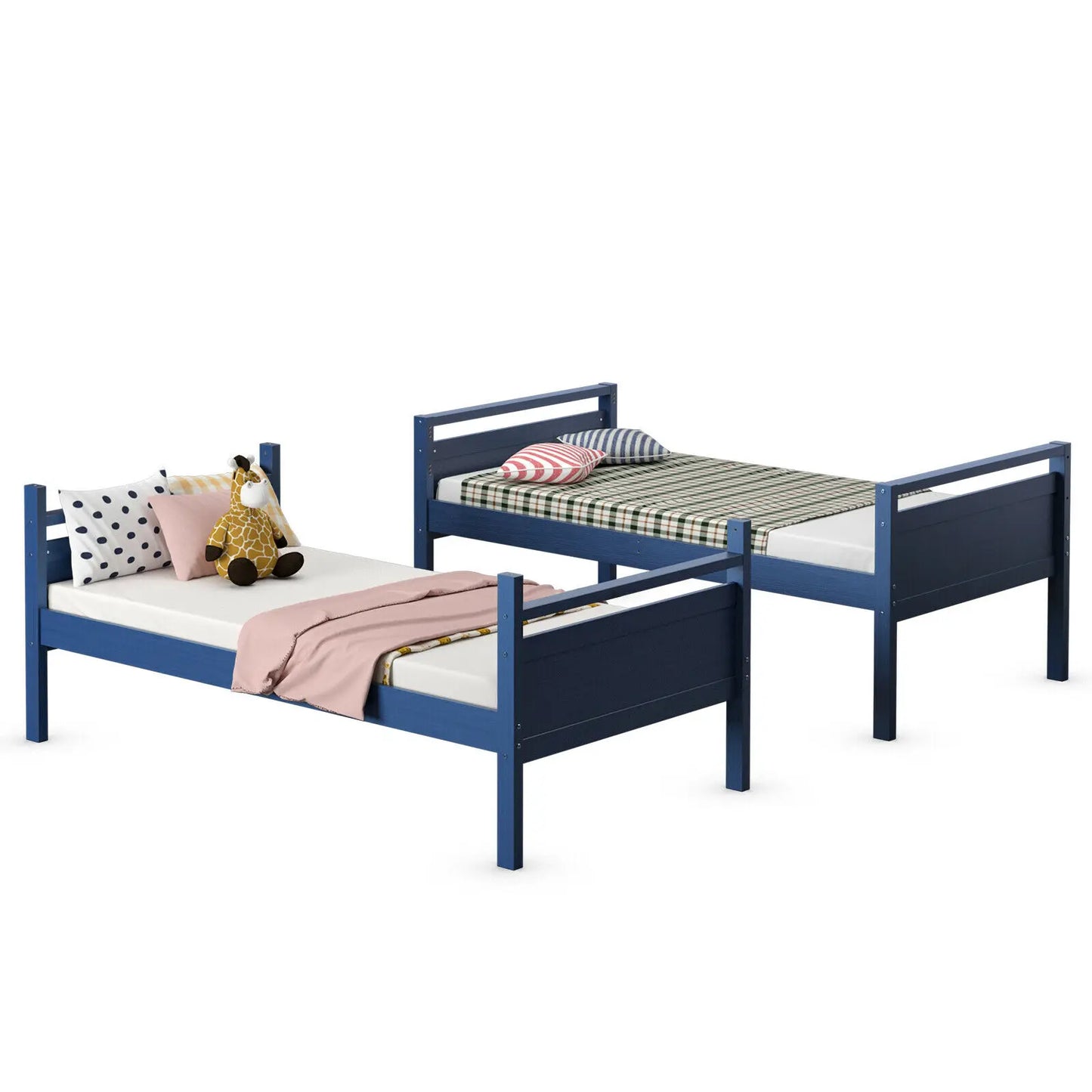 Costway Twin Over Twin Bunk Bed Convertible or 2 Individual Beds, Wooden