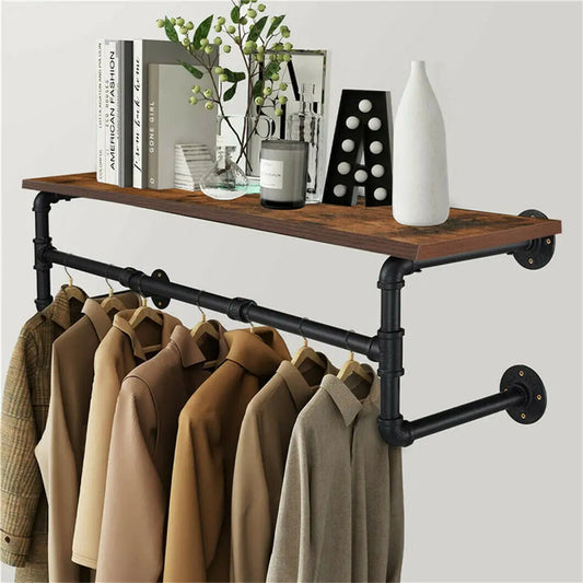 Industrial Pipe Wall Mounted Clothing Rack