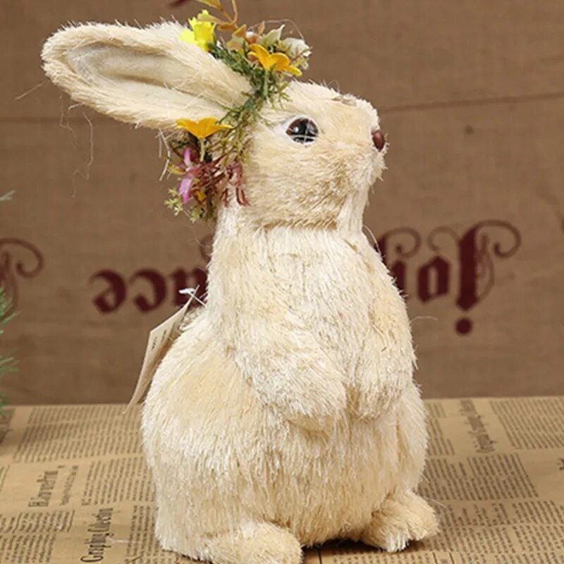 Easter Bunny, Straw Rabbit Figurine