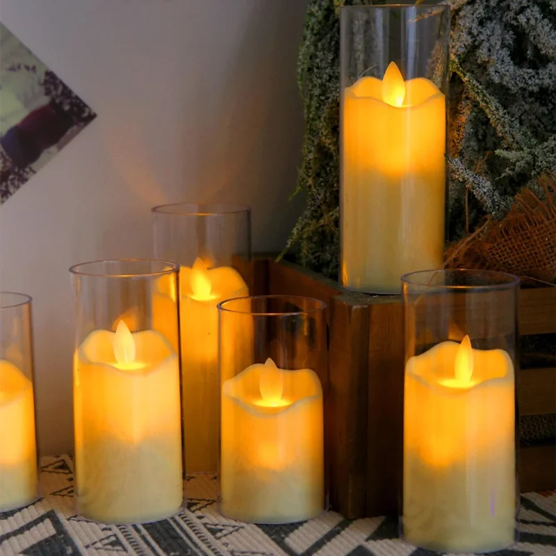 6 Piece Led Flameless Flickering Candles, Battery Operated