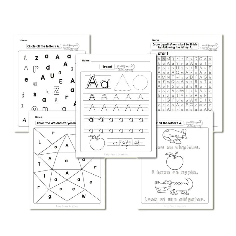 PDF Downloadable Versions, A-Z Alphabet worksheets