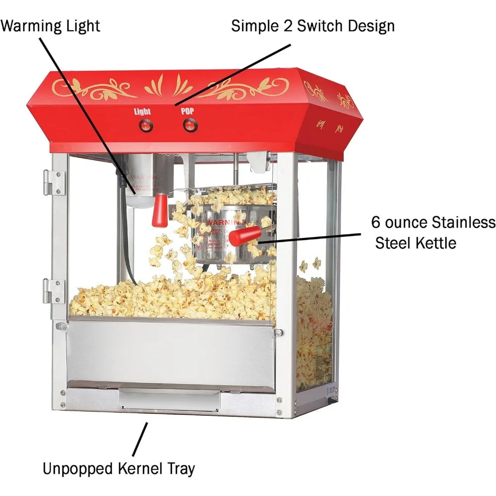 Stainless Steel Kettle Popcorn Machine, Makes 1.5 Gallons