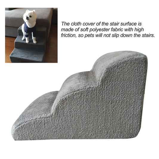 3 Tier Stairs for Dogs or Pets with Non-slip Ramp, Removable and Washable Cover