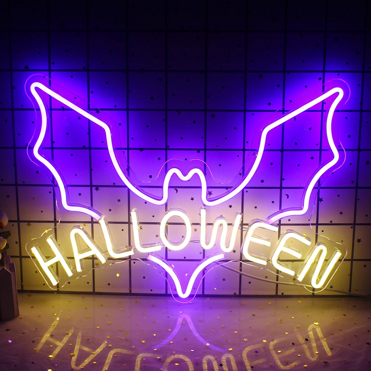 Neon Pumpkin, Ghost or Bat Neon Led Halloween Decoration Sign