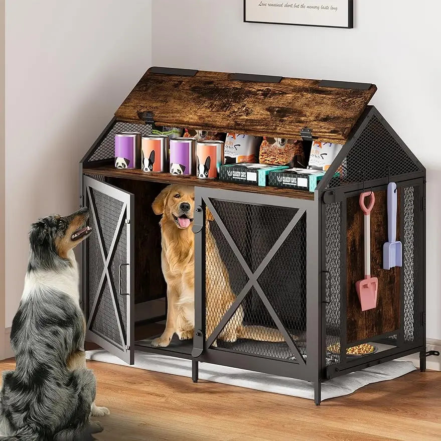 Heavy Duty Dog Crate Furniture with Storage