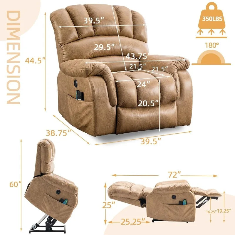 Lay Flat, Dual OKIN Motor Electric Lift Recliner w/Heat Massage, Position Reclining Chair