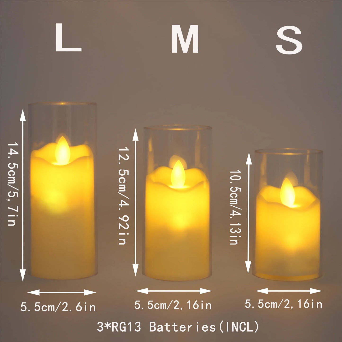 6 Piece Led Flameless Flickering Candles, Battery Operated