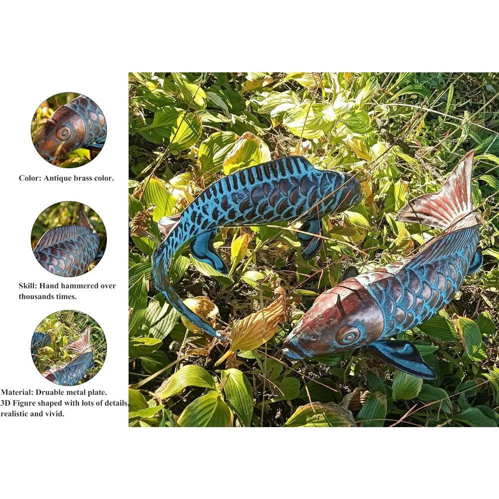 Set of 2 Koi Fish Sculptures for Outdoors