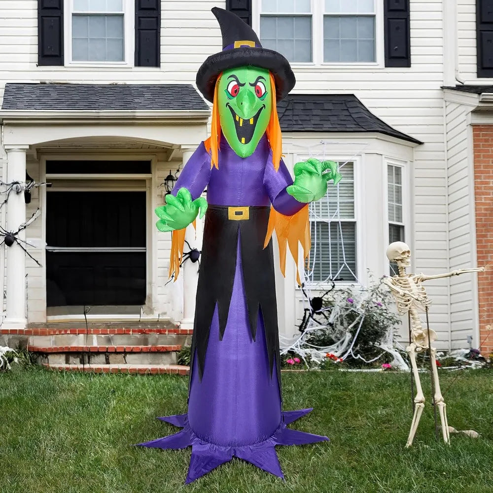 12 FT Giant Halloween Inflatable Witch with Built-in LED Lights