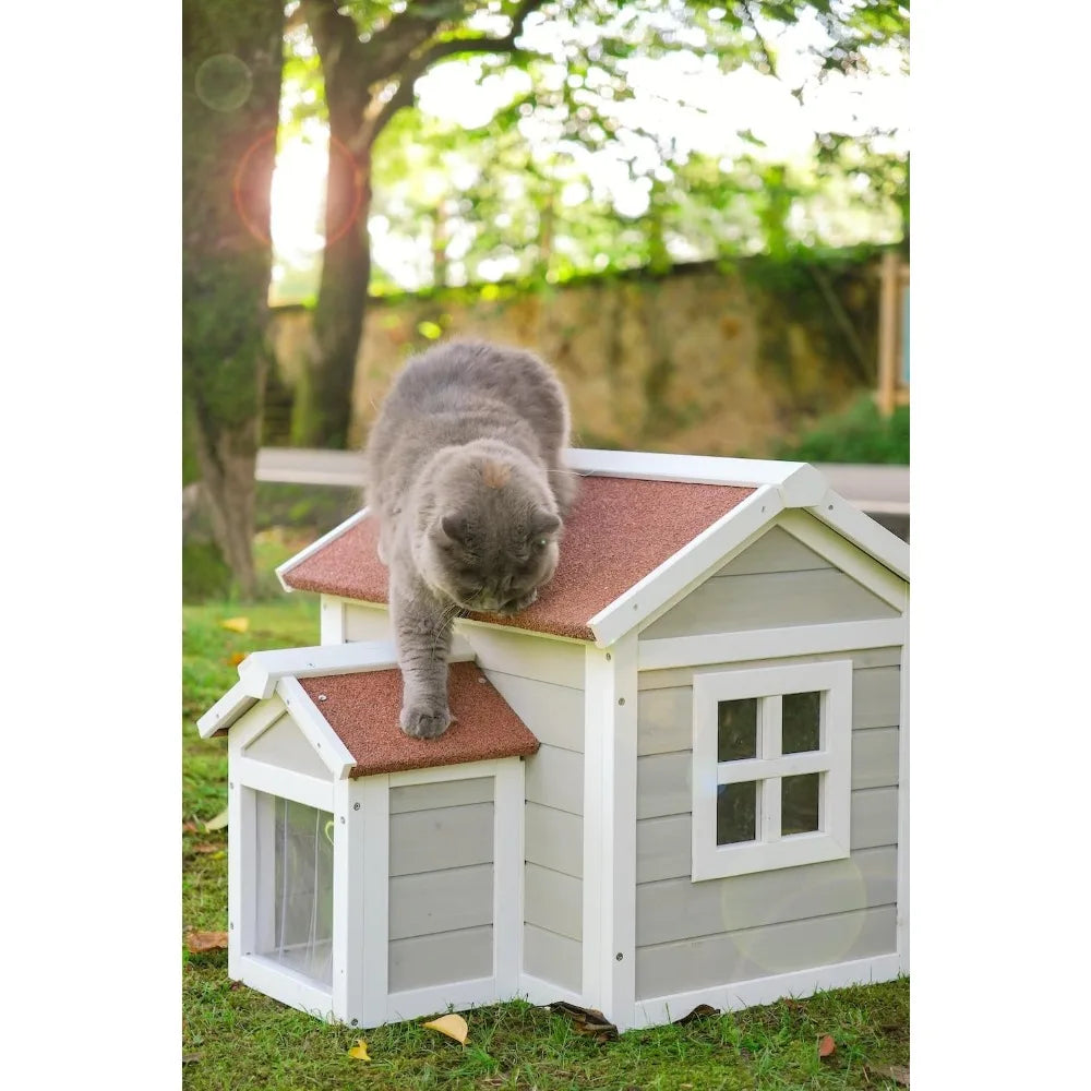 Outdoor Cat House with 2 Entry / Exits