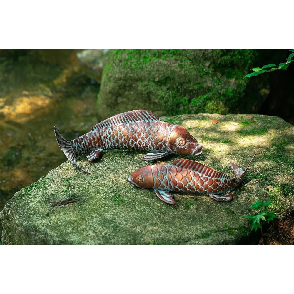 Set of 2 Koi Fish Sculptures for Outdoors