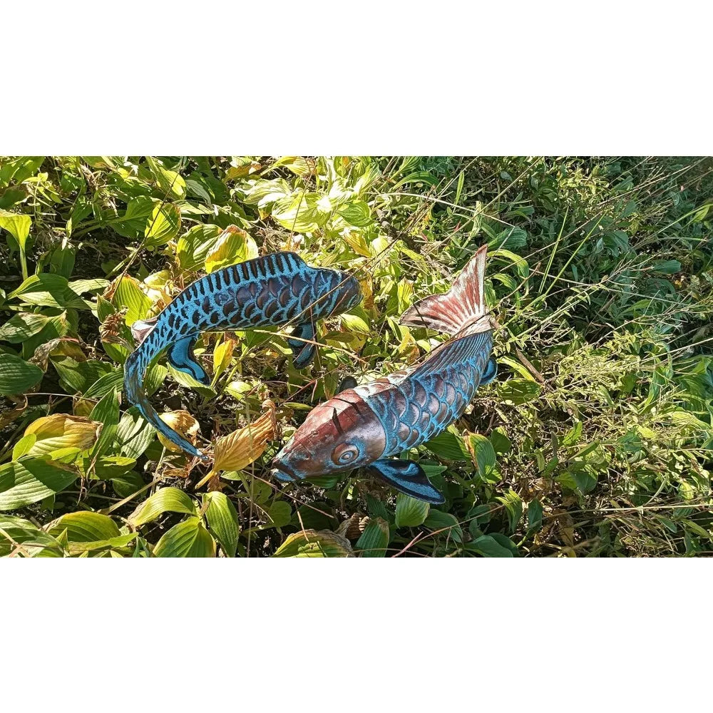 Set of 2 Koi Fish Sculptures for Outdoors